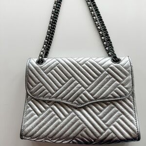 Fun and Versatile Silver Leather Rebecca Minkoff Crossbody and Shoulder Bag